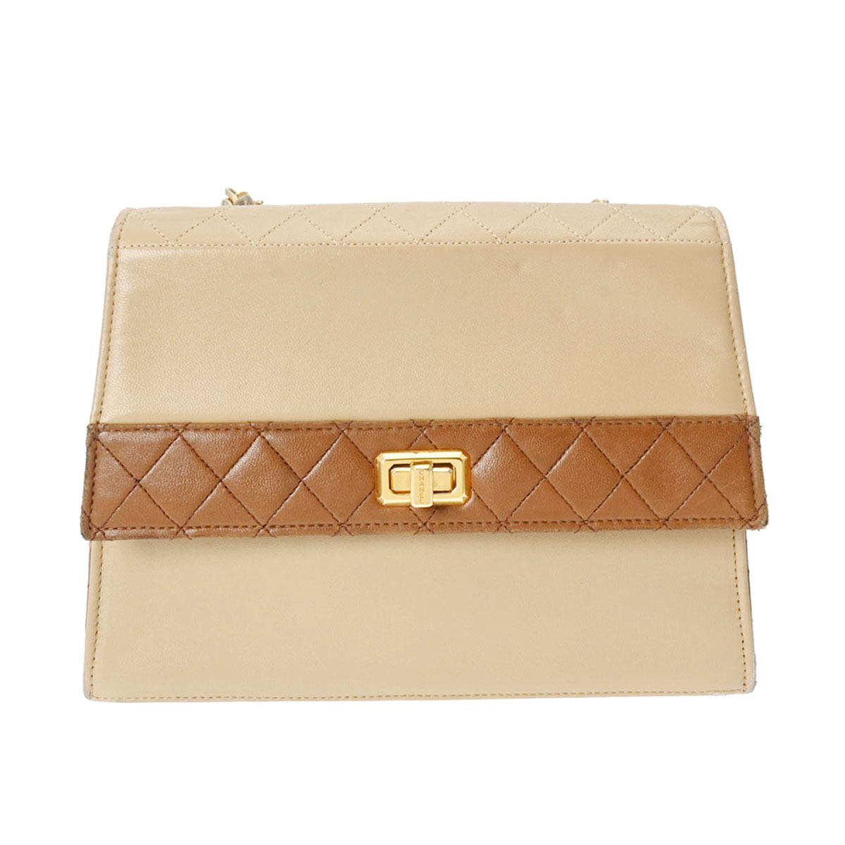 シャネル マトラッセ チェーンショルダー ベージュ/茶 ラムスキン レディース バッグ 【bag】