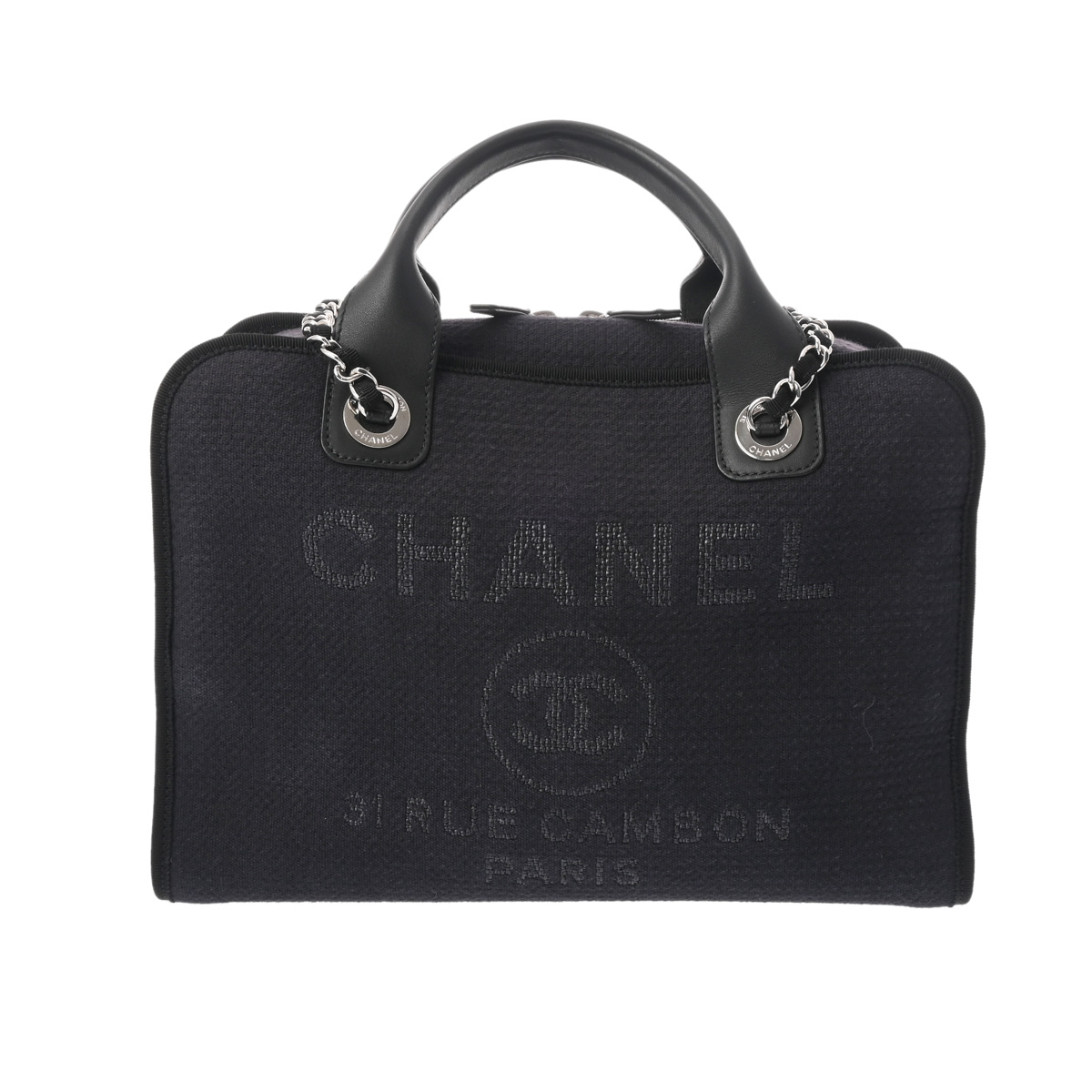 シャネル ドーヴィル ボーリングバッグ 2WAY チェーンショルダー ネイビー - キャンバス/レザー レディース バッグ 【bag】