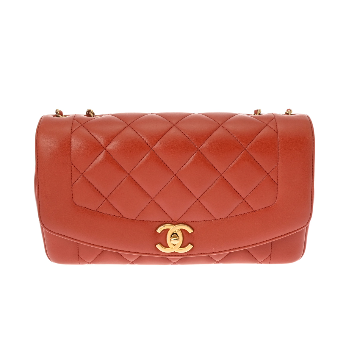 シャネル ダイアナ チェーンショルダー 28cm ブラウン ラムスキン レディース バッグ 【bag】