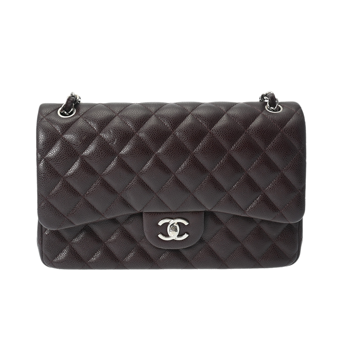 シャネル マトラッセ チェーンショルダー Wフラップ 30cm パープル A58600 キャビアスキン レディース バッグ 【bag】