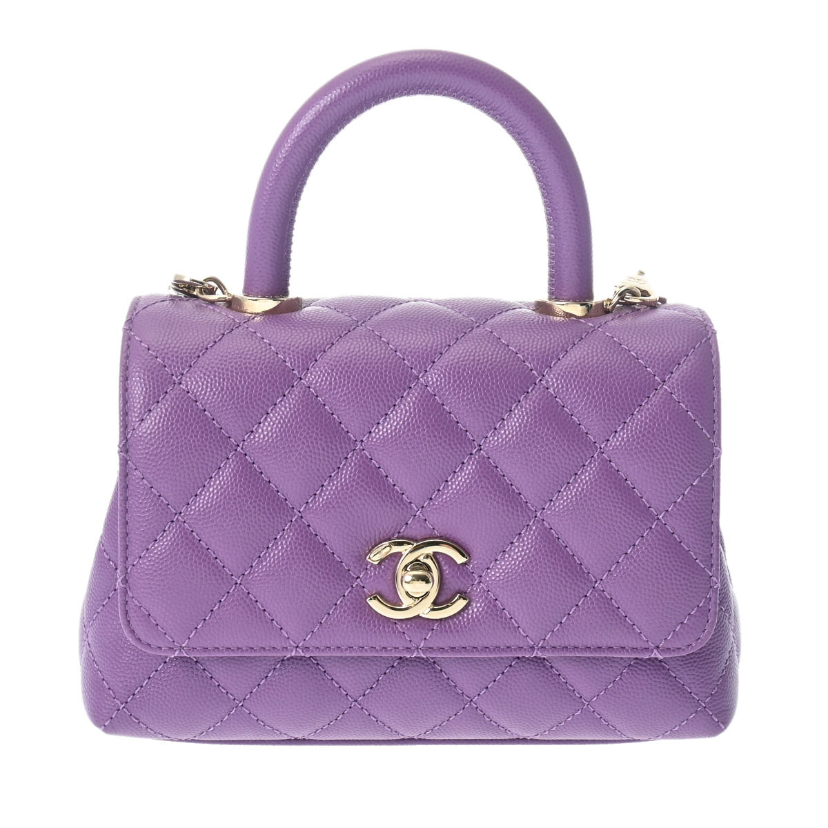 シャネル マトラッセ トップハンドル XXS 2WAY チェーンショルダー パープル AS2215 キャビアスキン レディース バッグ 【bag】