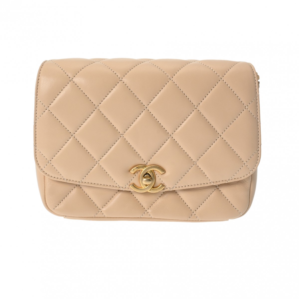 シャネル マトラッセ チェーンショルダー 20cm ベージュ ラムスキン レディース バッグ 【bag】