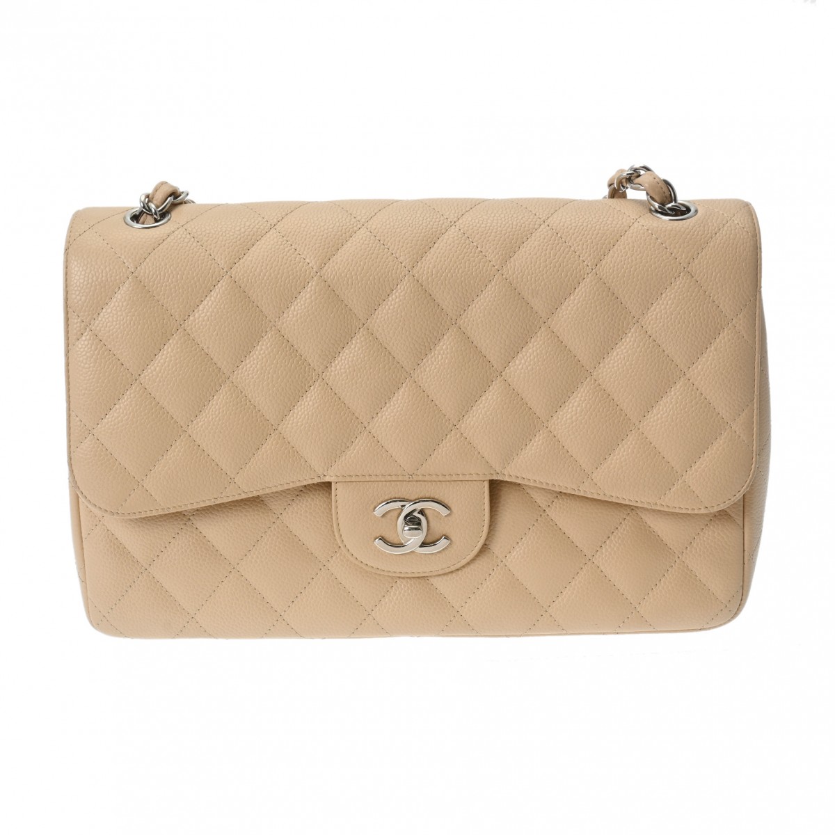 シャネル マトラッセ チェーンショルダー Wフラップ 30cm ベージュ A58600 キャビアスキン レディース バッグ 【bag】