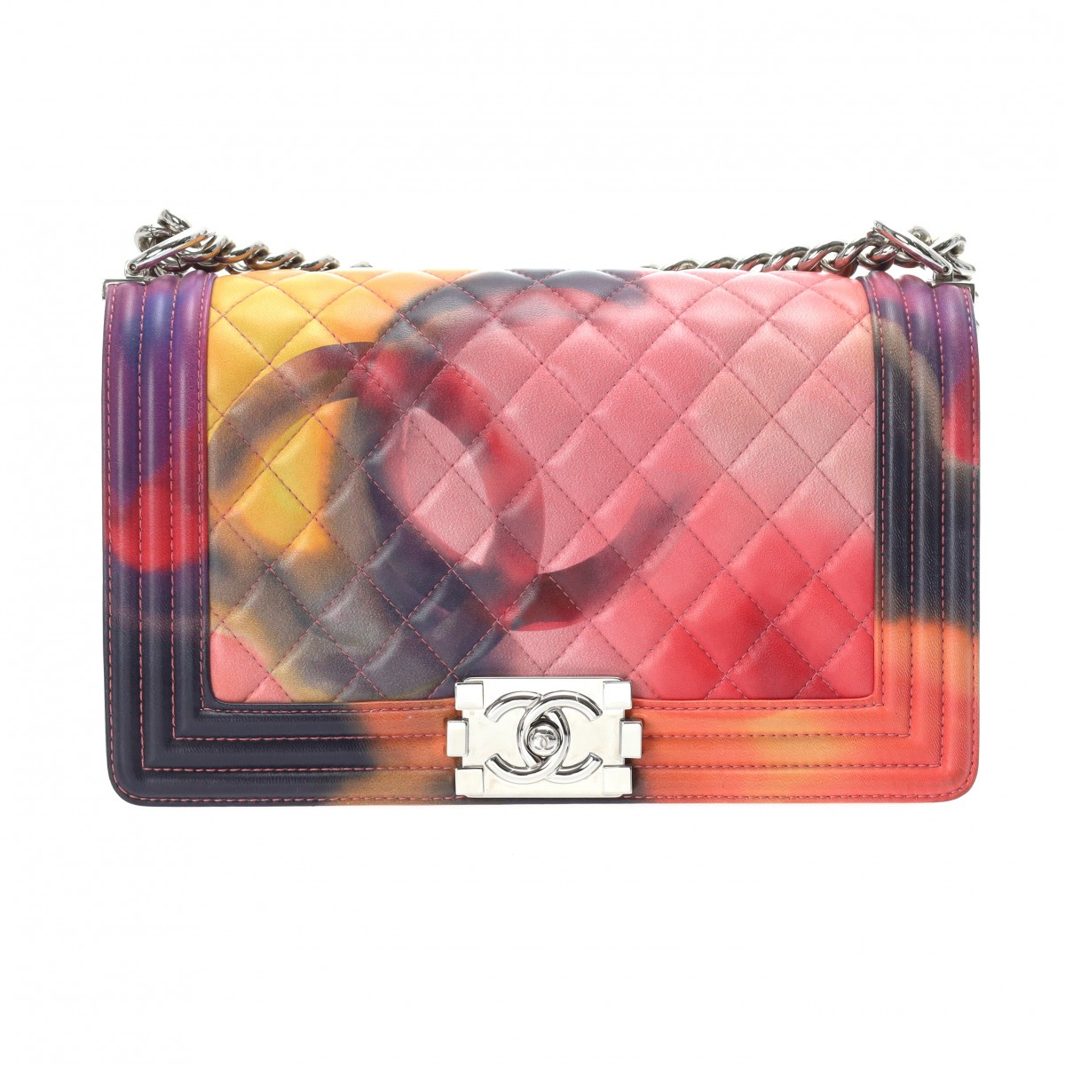 シャネル ボーイシャネル フラワーパワー チェーンショルダー 25cm マーブル A90833 レザー レディース バッグ 【bag】