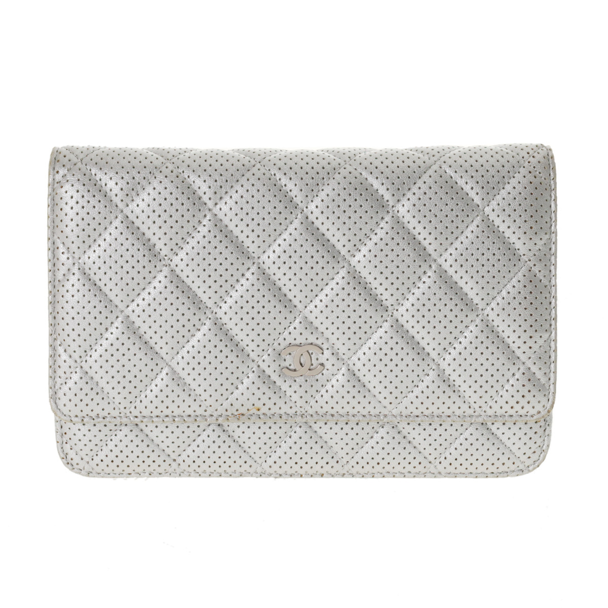 シャネル マトラッセ チェーンウォレット 19cm シルバー レザー レディース バッグ 【bag】