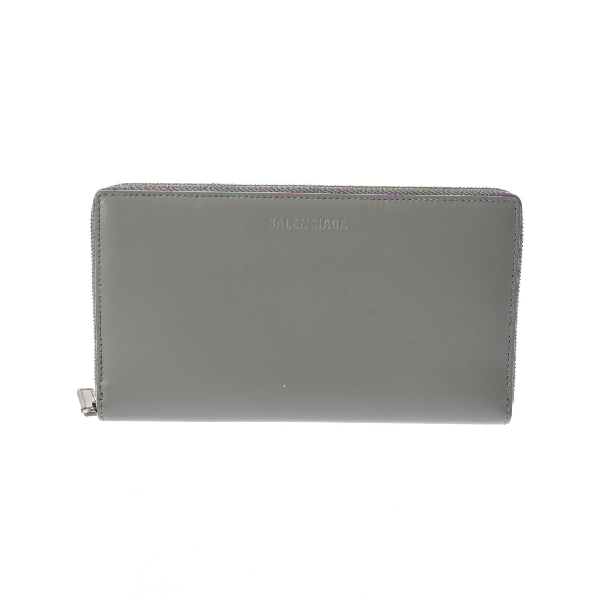 バレンシアガ コンチネンタル ラウンドジップウォレット グレー/水色 664041 レザー ユニセックス 財布 【purse】