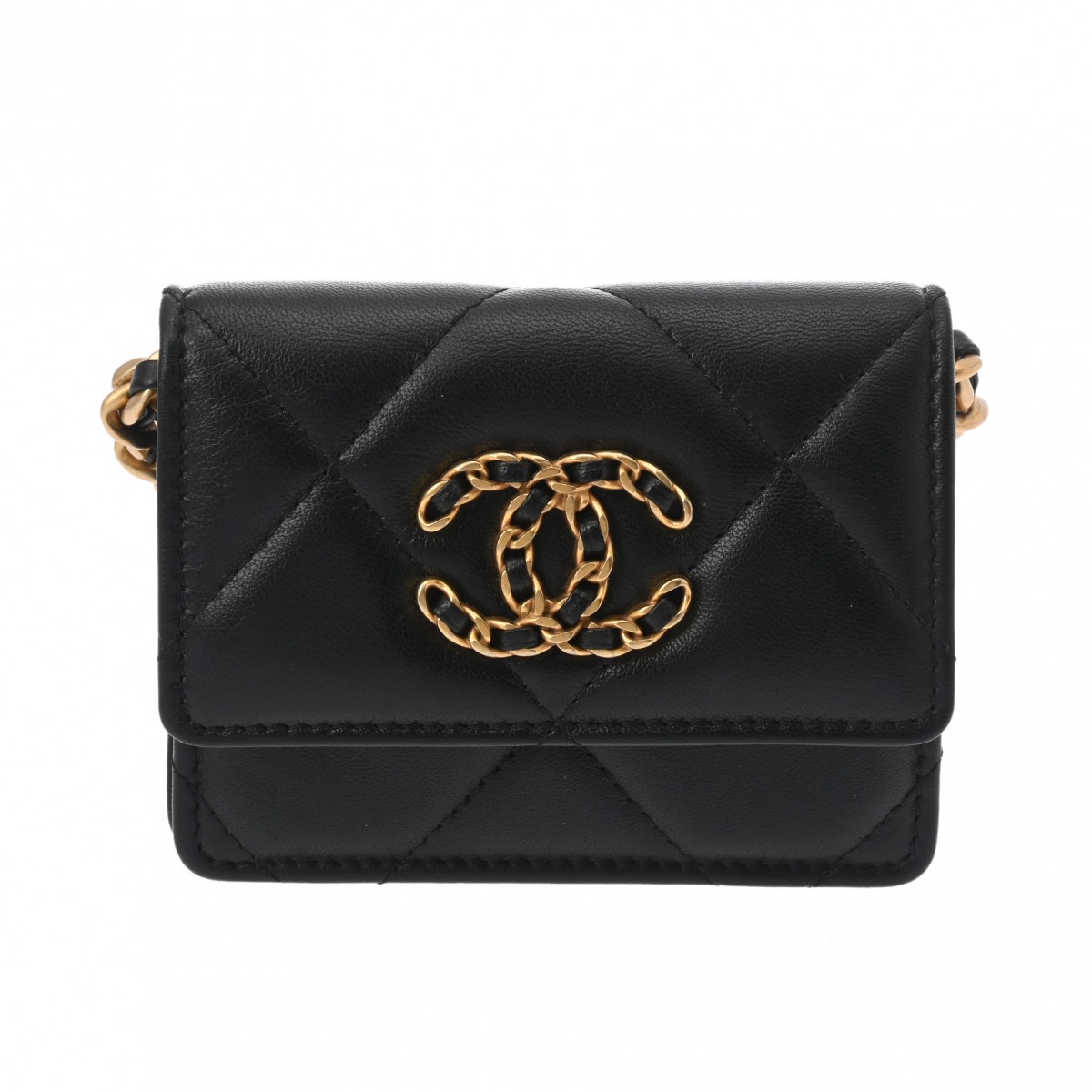 シャネル シャネル19 チェーン フラップコインパース ブラック ラムスキン レディース 財布 【purse】