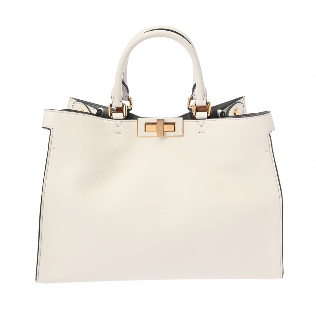 フェンディ ピーカブー エックス トートバッグ スモール 2WAY ホワイト/ブラウン 8BH377 レザー レディース バッグ 【bag】
