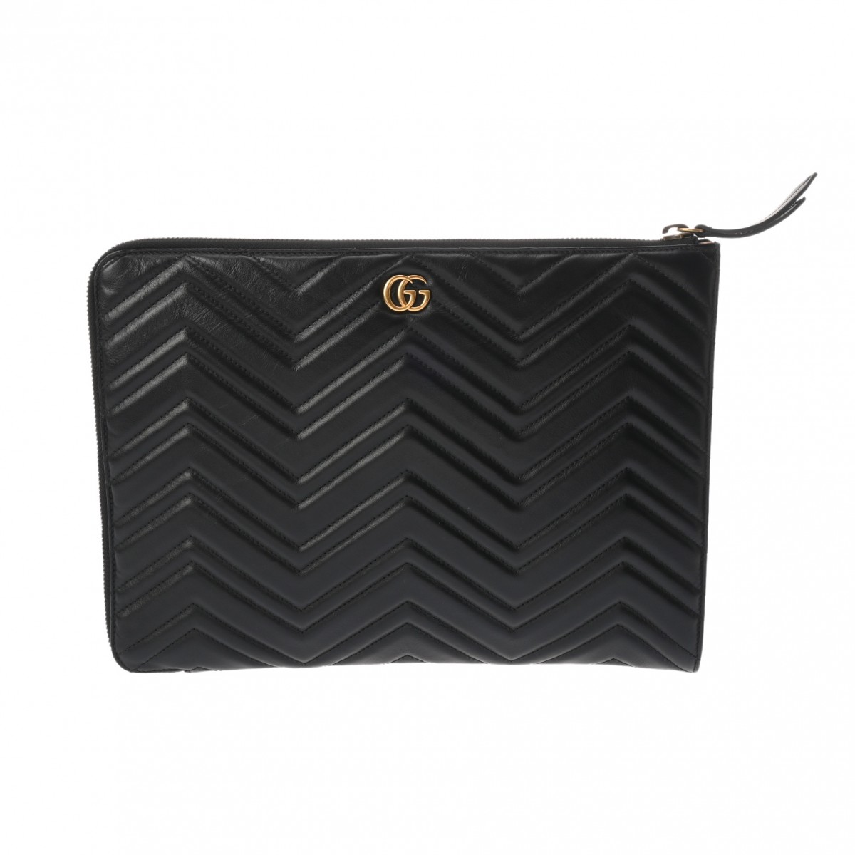 グッチ GGマーモント ダブルG Vステッチ ドキュメントケース ブラック 523397 レザー メンズ バッグ 【bag】