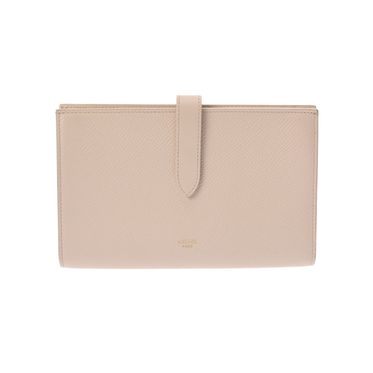 セリーヌ ラージ ストラップ ウォレット ベージュ レザー レディース 財布 【purse】