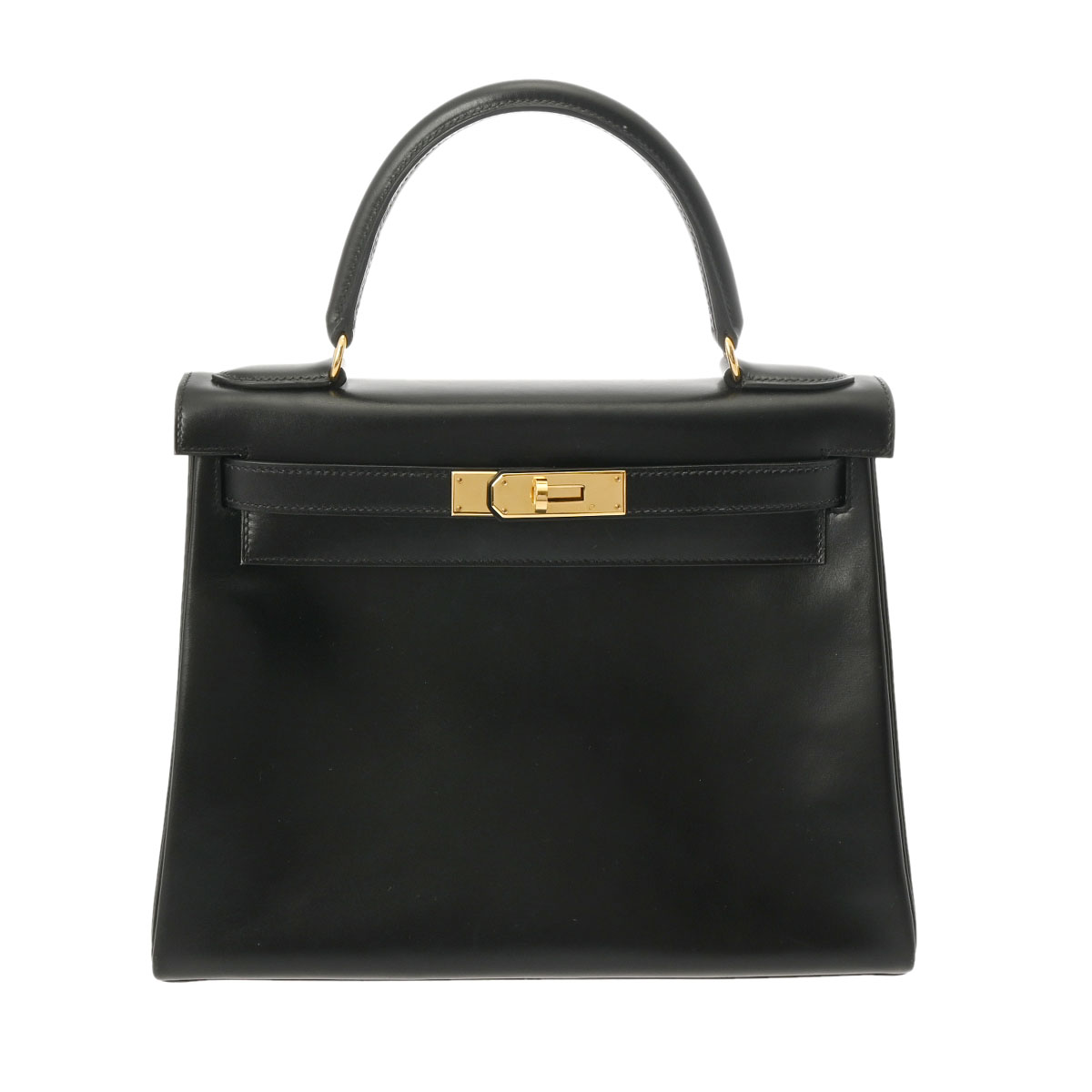 エルメス ケリー 28 内縫い 2WAY ブラック/ゴールド金具 ボックスカーフ レディース バッグ 【中古】【bag】