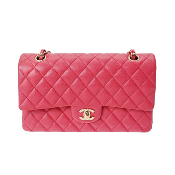 シャネル マトラッセ Wフラップ チェーンショルダー 25cm ピンク A01112 キャビアスキン レディース バッグ 【bag】
