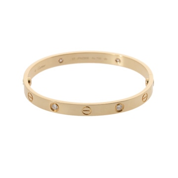 カルティエ ラブブレスレット ハーフダイヤ #17 K18イエローゴールド YG レディース ジュエリー 【jewelry】