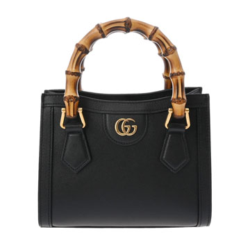 グッチ ダイアナ ミニトートバッグ ブラック/イエロー 655661 レザー レディース バッグ 【bag】