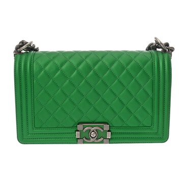 シャネル ボーイシャネル チェーンショルダー 25cm グリーン A67086 ラムスキン レディース バッグ 【bag】