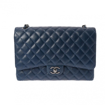 シャネル マトラッセ Wフラップ チェーンショルダー 33cm ブルー A58601 キャビアスキン レディース バッグ 【bag】
