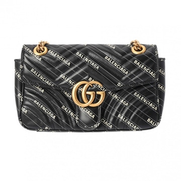 グッチ GGマーモント バレンシアガコラボ チェーンショルダー ブラック 443497 レザー レディース バッグ 【bag】