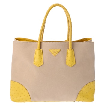 プラダ イエロー ジャガード/オーストリッチ レディース バッグ 【bag】