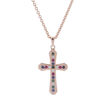 シンパシーオブソウル クロスネックレス 色石 ダイヤ K18ピンクゴールド PG ユニセックス ジュエリー 【jewelry】