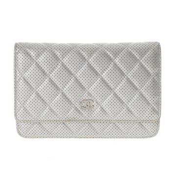 シャネル マトラッセ チェーンウォレット 19cm シルバー レザー レディース バッグ 【bag】