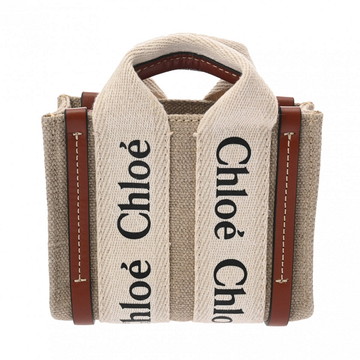 クロエ ウッディ ナノ ミニショルダー グレージュ系/ホワイト/ブラウン リネン/カーフ レディース バッグ 【bag】