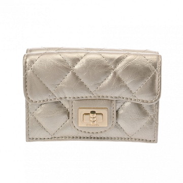 シャネル 2.55 マトラッセ コンパクトウォレット シルバー A70325 カーフ レディース 財布 【purse】