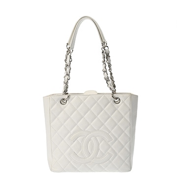 シャネル PST プチショッピングトート ホワイト キャビアスキン レディース バッグ 【bag】