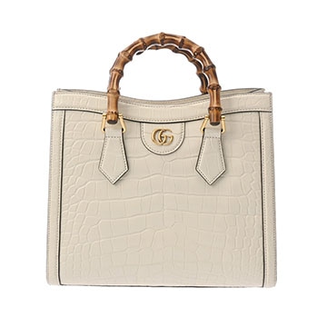 グッチ ダイアナ スモール トートバッグ 2WAY アイボリー 688045 クロコダイル/バンブー レディース バッグ 【bag】