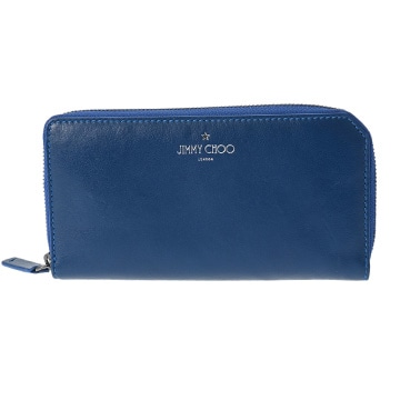 ジミーチュウ ロゴ ラウンドファスナー ブルー レザー レディース 財布 【purse】