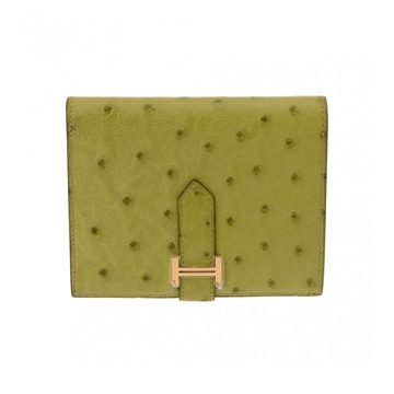 エルメス ベアン コンパクト グリーン オーストリッチ レディース 財布 【purse】