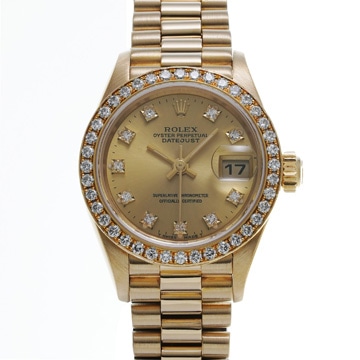 ロレックス デイトジャスト ベゼルダイヤ 10Pダイヤ 69138G シャンパン/ダイヤモンド レディース 時計 【wristwatch】