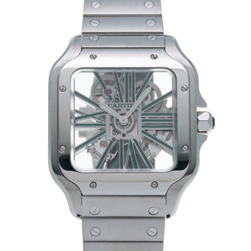 カルティエ サントス ドゥ カルティエ スケルトン WHSA0028 シルバー メンズ 時計 【wristwatch】
