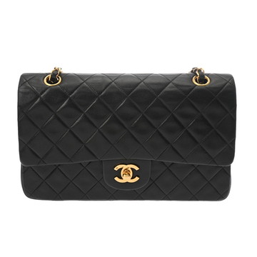 シャネル マトラッセ チェーンショルダー Wフラップ 25cm ブラック A01112 ラムスキン レディース バッグ 【bag】
