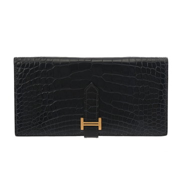 エルメス ベアンスフレ ブルーマリン アリゲーターマット レディース 財布 【purse】