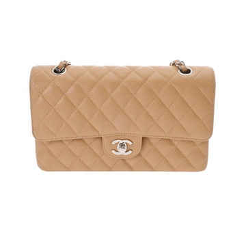 シャネル マトラッセ Wフラップ チェーンショルダー 25cm  ベージュ A01112 キャビアスキン レディース バッグ 【bag】