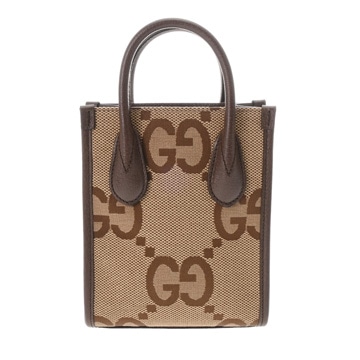 グッチ ミニ トートバッグ ジャンボGG 2WAY ベージュ/ブラウン 699406 GGキャンバス/レザー レディース バッグ 【bag】
