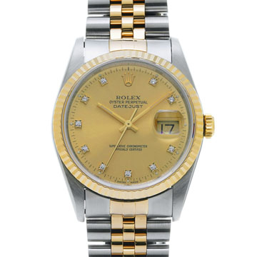 ロレックス デイトジャスト 10Pダイヤ 16233G シャンパン/ダイヤモンド メンズ 時計 【wristwatch】