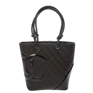 シャネル カンボンライン ミディアムトート ブラウン/ブラウンエナメル A25167 ラムスキン レディース バッグ 【bag】