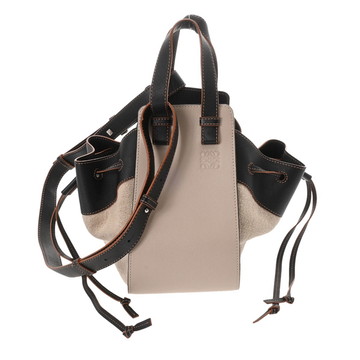 ロエベ ハンモック ドローストリング ベージュ/ブラック レザー レディース バッグ 【bag】