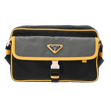 プラダ ショルダーバッグ ブラック/グレー/イエロー 2VH074 ナイロン/レザー メンズ バッグ 【bag】