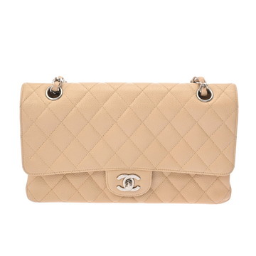 シャネル マトラッセ  チェーンショルダー 25cm Wフラップ ベージュ A01112 キャビアスキン レディース バッグ 【bag】