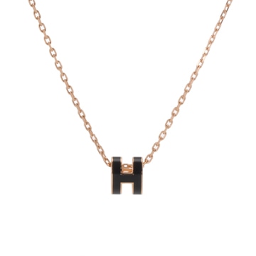 エルメス ミニポップアッシュH ネックレス ブラック/ピンクゴールド GP レディース ジュエリー 【jewelry】