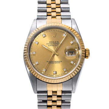 ロレックス デイトジャスト 10Pダイヤ 16233G シャンパン/ダイヤモンド メンズ 時計 【wristwatch】