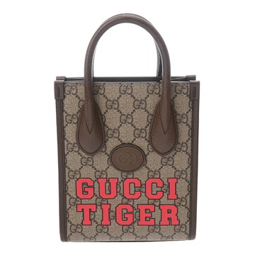 グッチ インターロッキングG ミニトート GUCCI TIGER ベージュ/ブラウン 671623 GGスプリームキャンバス/レザー レディース バッグ 【bag】