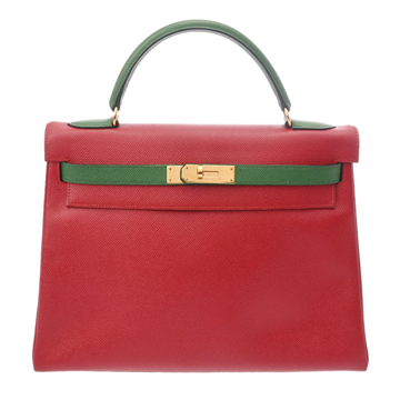 エルメス 32 外縫い 2WAY バイカラー ルージュヴィフ/グリーン クシュベル レディース バッグ 【bag】
