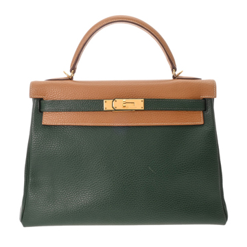 エルメス 32 内縫い 2WAY バイカラー ナチュラル/グリーン アルデンヌ レディース バッグ 【bag】