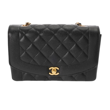 シャネル マトラッセ ダイアナ 25cm チェーンショルダー ブラック A01165 キャビアスキン レディース バッグ 【bag】