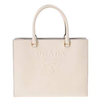 プラダ ミディアム 2WAY ハンドバッグ ホワイト 1BA337 サフィアーノレザー レディース バッグ 【bag】