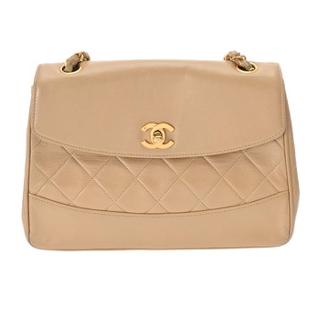 シャネル マトラッセ チェーンショルダー 25cm  ベージュ ラムスキン レディース バッグ 【bag】