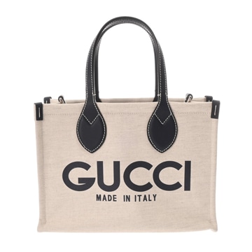 グッチ GUCCIプリント スモールトートバッグ 2WAY ベージュ/ネイビー 772144 コットンリネンキャンバス/レザー レディース バッグ 【bag】